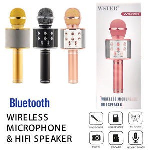 MIC WSTER WS 858 Wireless Bluetooth Karaoke + speaker Microphone portable Smule ws858 karoke ktv mp4