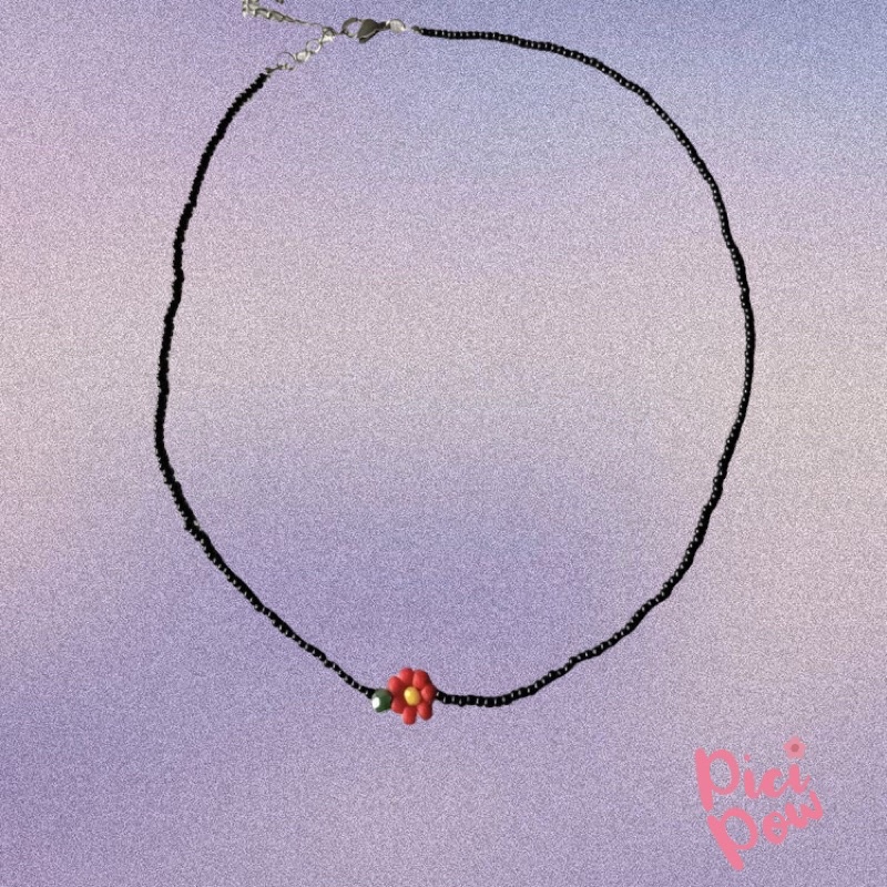 FLOWER RED Beads Necklace/Beads Necklace/chocker Beads/Kalung Beads