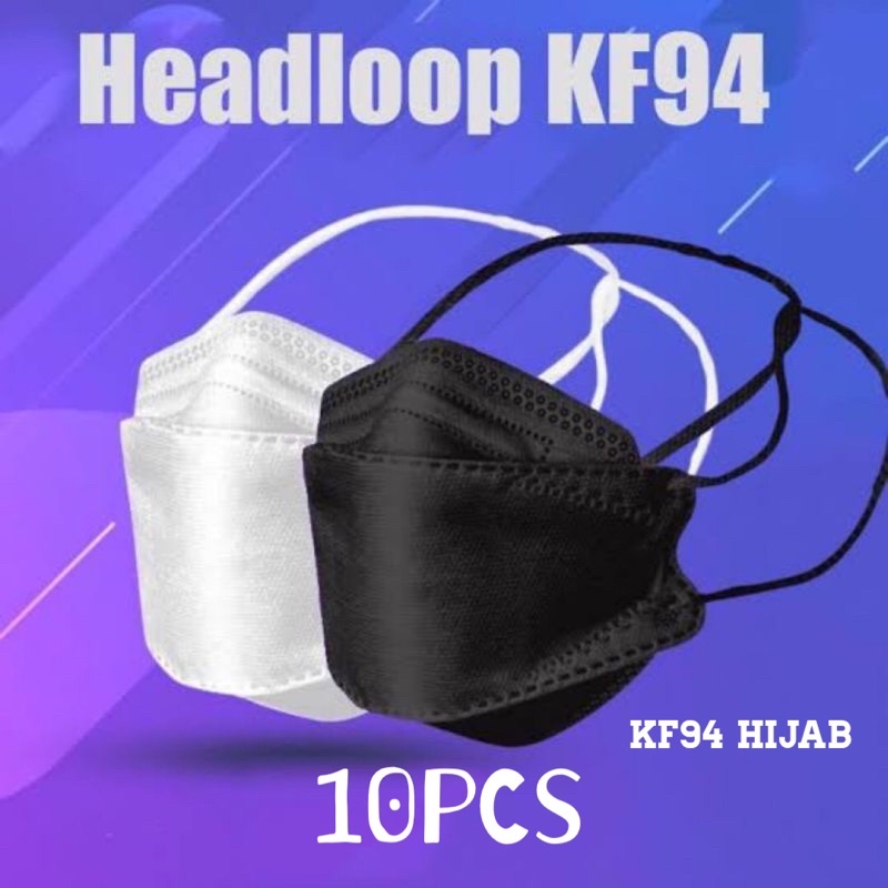 Masker KF94 KN94 HIJAB HEADLOOP Muslim Korea 4 Ply 3D 4ply KF 94 Evo Face Mask Isi 10 Pcs 10Pcs HITA