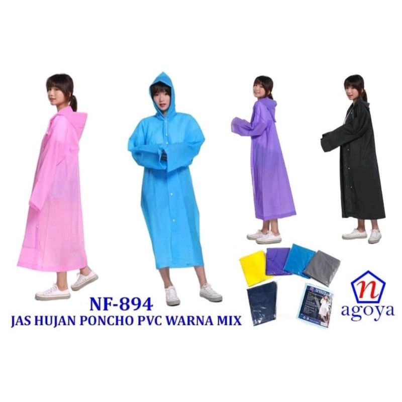 Jas Hujan Eva Raincoat Poncho PVC Mix Polos, bunga dan polkadot