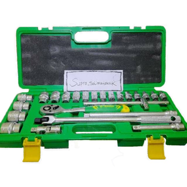 (tekiro) Kunci Hand Socket Set Box Plastik 24 Pcs 6 Pt 1/2 Inch 8 - 32mm