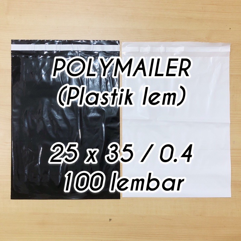 

plastik packing POLYMAILER 25x35 0.4 100 lembar hitam putih plastik lem