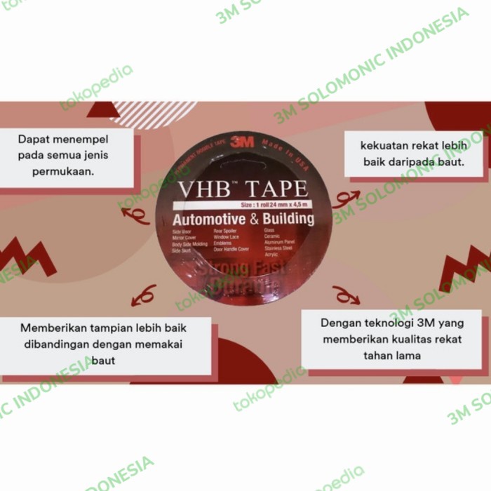 

Eklusif 3M Vhb Double Tape Automotive 4900 Tebal (1.1 Mm) Size (24Mm X 4.5M) Bergaransi