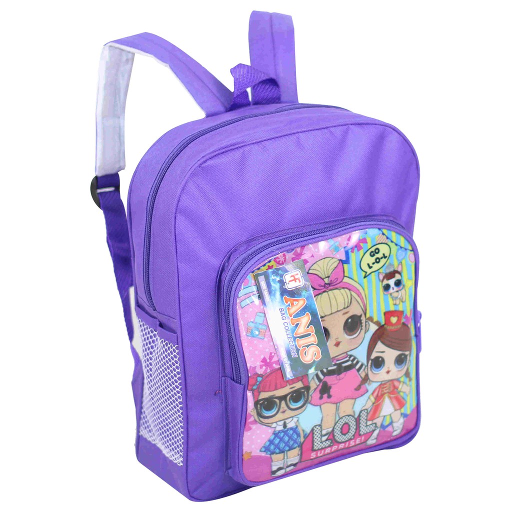 Backpack Sekolah Anak TK PAUD Gambar Kartun LOL Mini Ungu Tas Souvenir Ultah Kado Murah Lucu Keren