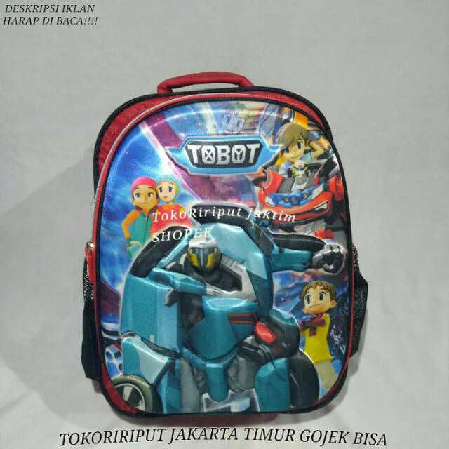 Tas Ransel 3 Dimensi 3d Timbul Karakter Tobot Terlaris Anak Sekolah Tk Sd