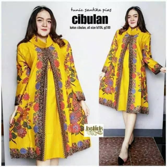 Tunik bahan katun premium halus cibulan atasan baju batik seragam seragaman kekinian kerja kantor muslim cantik ayu jahitan bagus