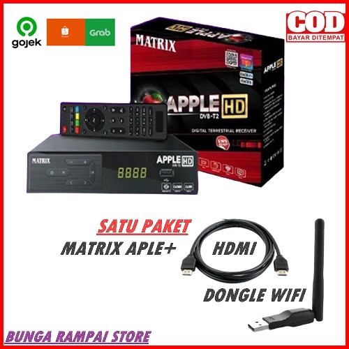 PROMO Set Top Box DVBT2 Matrix Apple HD TV Digital SATU Paket Komplit+hdmi