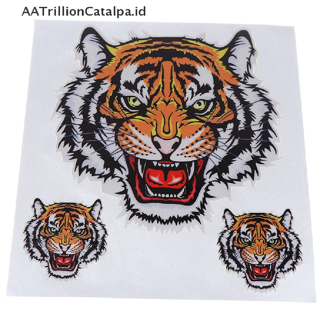 Aatrillioncatalpa 1 Lembar Stiker Vinyl Motif Tiga Kepala Harimau Untuk Dekorasi Mobilmotor