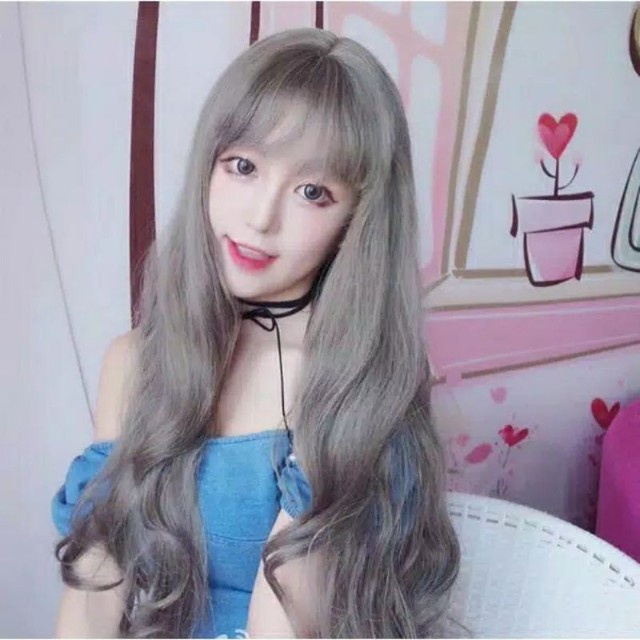 wig rambut palsu gelombang panjang wavy keriting wik warna wiq hairclip hair clip wanita korea