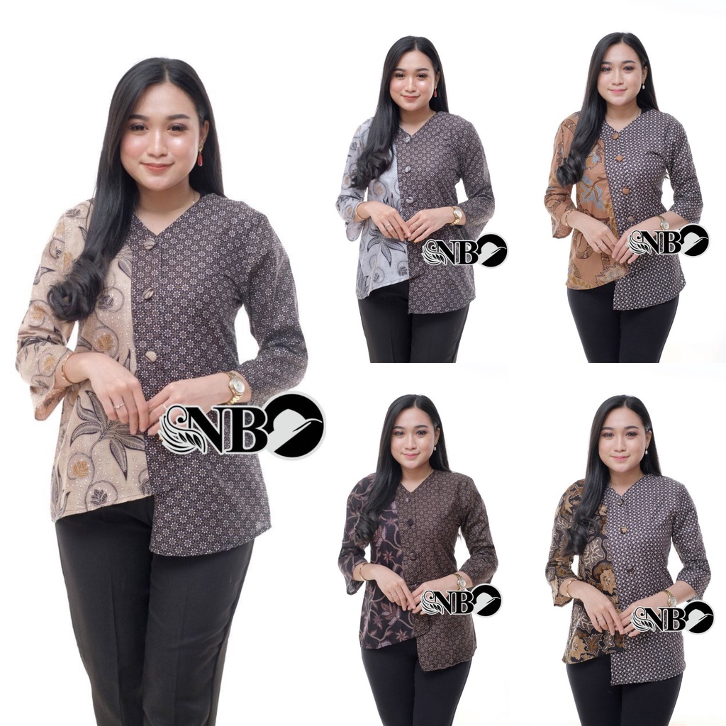 Atasan Batik Wanita blouse blous blus ukuran M L XL XXL 3L 4L 5L 6L