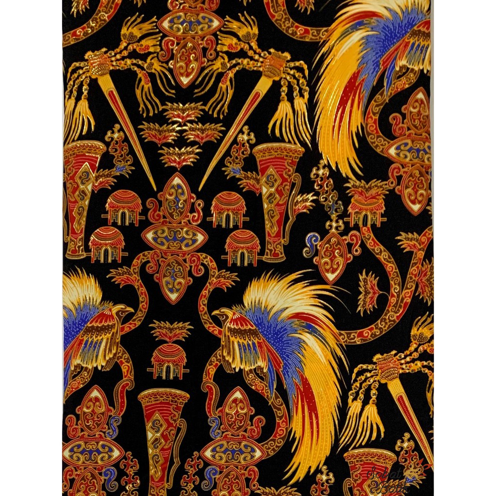 Jual Kain Batik Semi Sutra Motif Papua 51110 Hitam terbatas