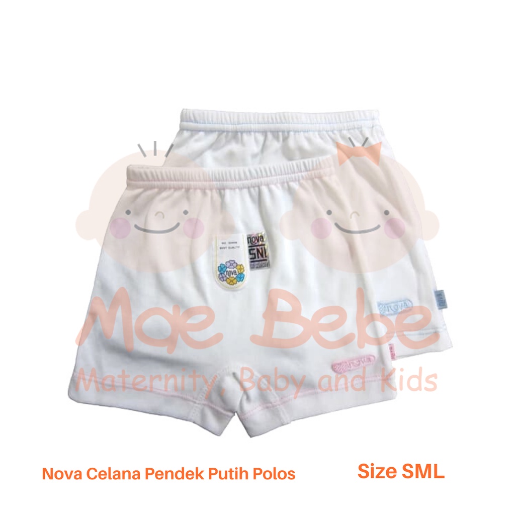 [Size SML] Nova Baby Celana Pendek Polos Putih List Celana Bayi