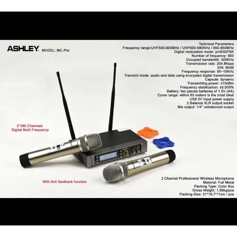 mic wireless Ashley MC Pro MCPro Handheld microphone original