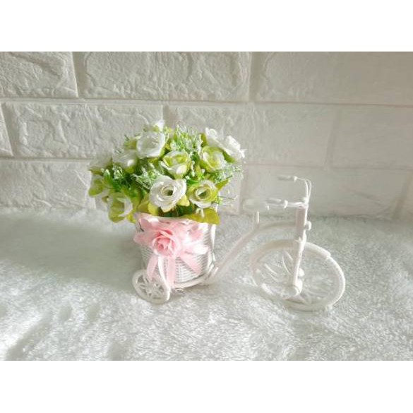 E5N1 BUNGA IMPORT+VAS SEPEDA(Lokal Sedang)bunga vas sepeda bunga sepeda  miniatur sepeda bunga artif