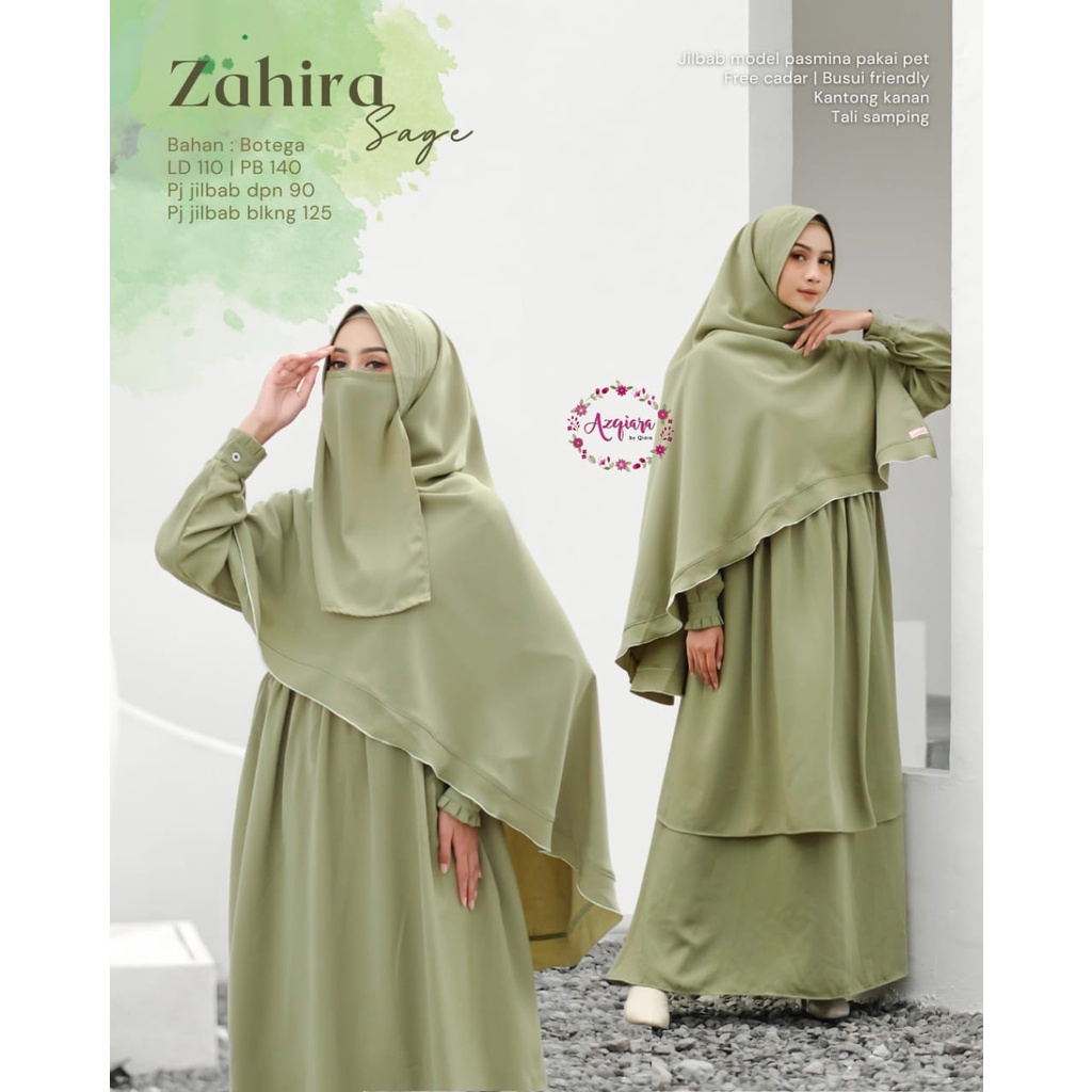 Zahira Syari Gamis Muslim Wanita Mom Dres Free Ongkir original Produk By Azqiara