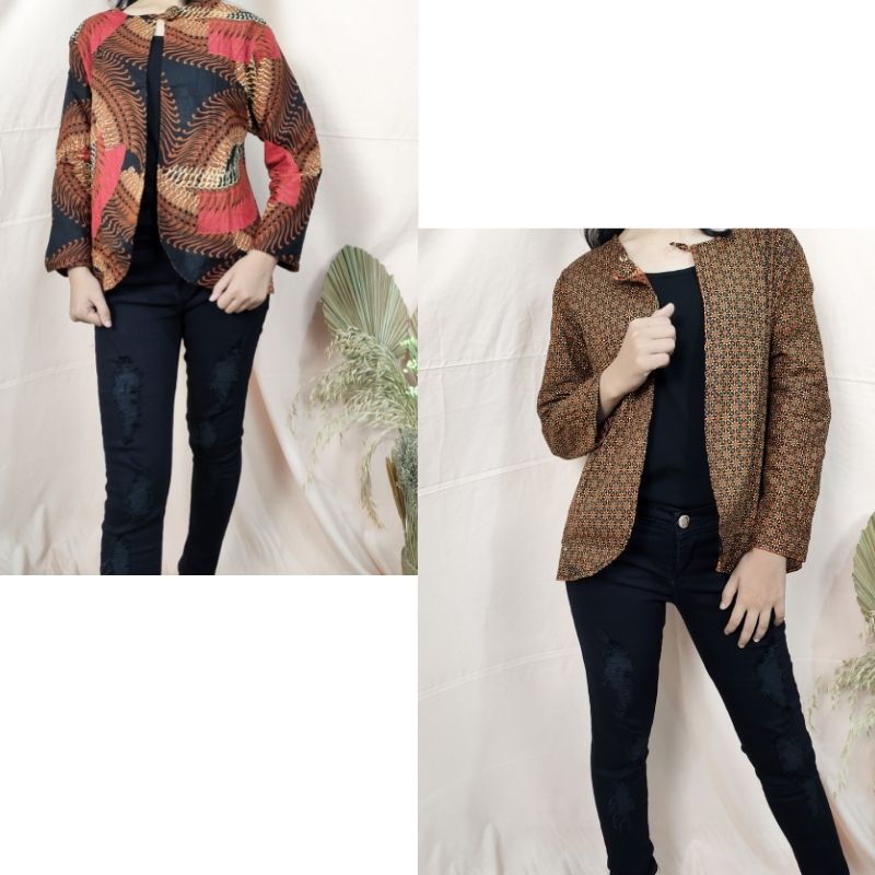 SB Collection Outer Batik Arlina  2in1 Blazer Wanita Kancing Satu