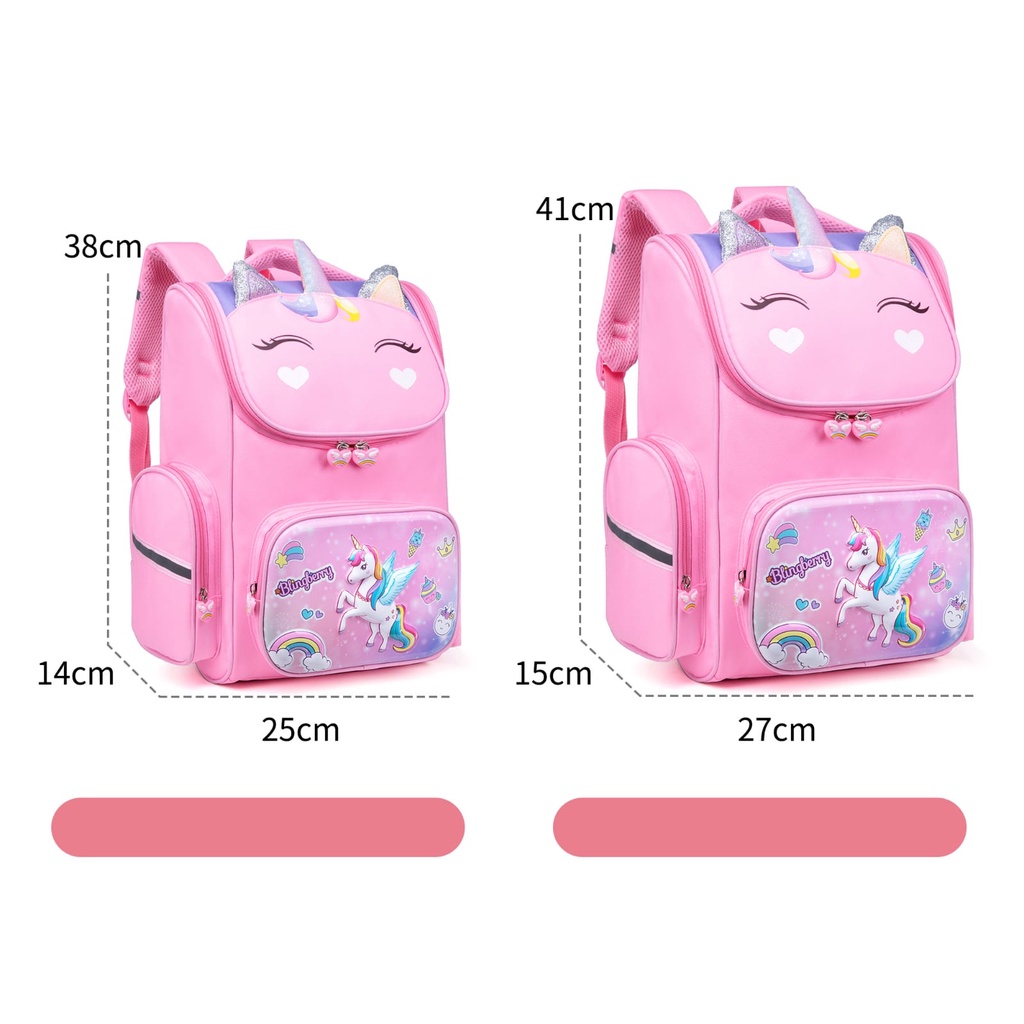 Tas sekolah anak TK SD anak perempuan Unicorn Waterproof import berkualitas backpack unicorn sekolah anak high quality import tas ransel unicorn Tas Grosir Import Blingberry  ransel Blingberry Original