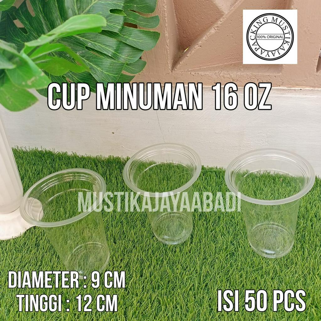 CUP PLASTIK BENING CUP MINUMAN JUS BENING POLOS UKURAN 16 OZ ISI 50 PCS