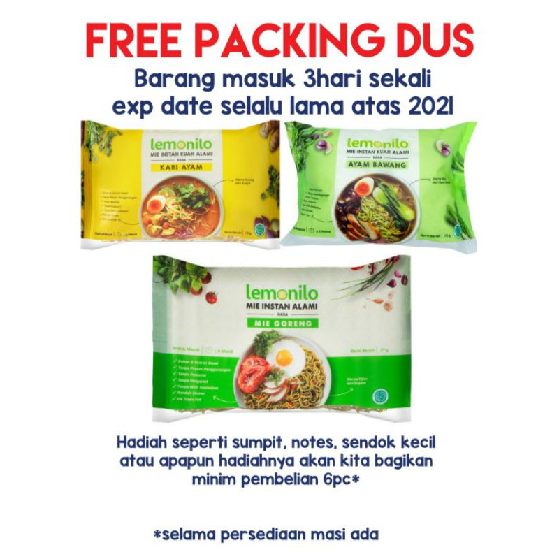 Lemonilo mie goreng dan kuah instant alami free packing ...