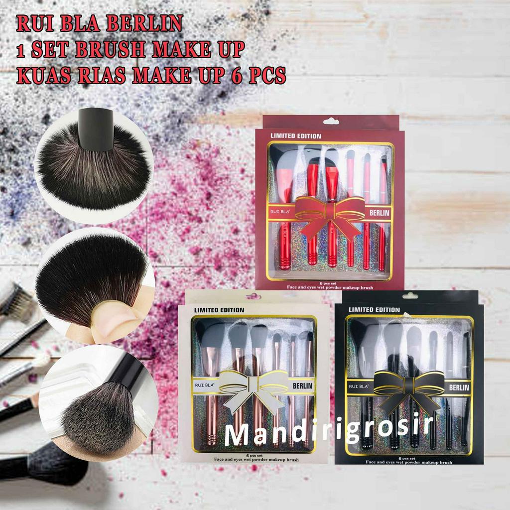 Brush Make Up* Rui Bla Berlin* Kuas Rias Make Up* 1 Set Isi 6pcs