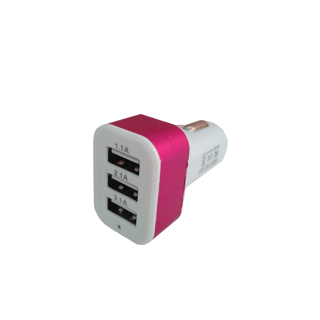 Charger Mobil/ Car Charger - Pink [3 Port USB]