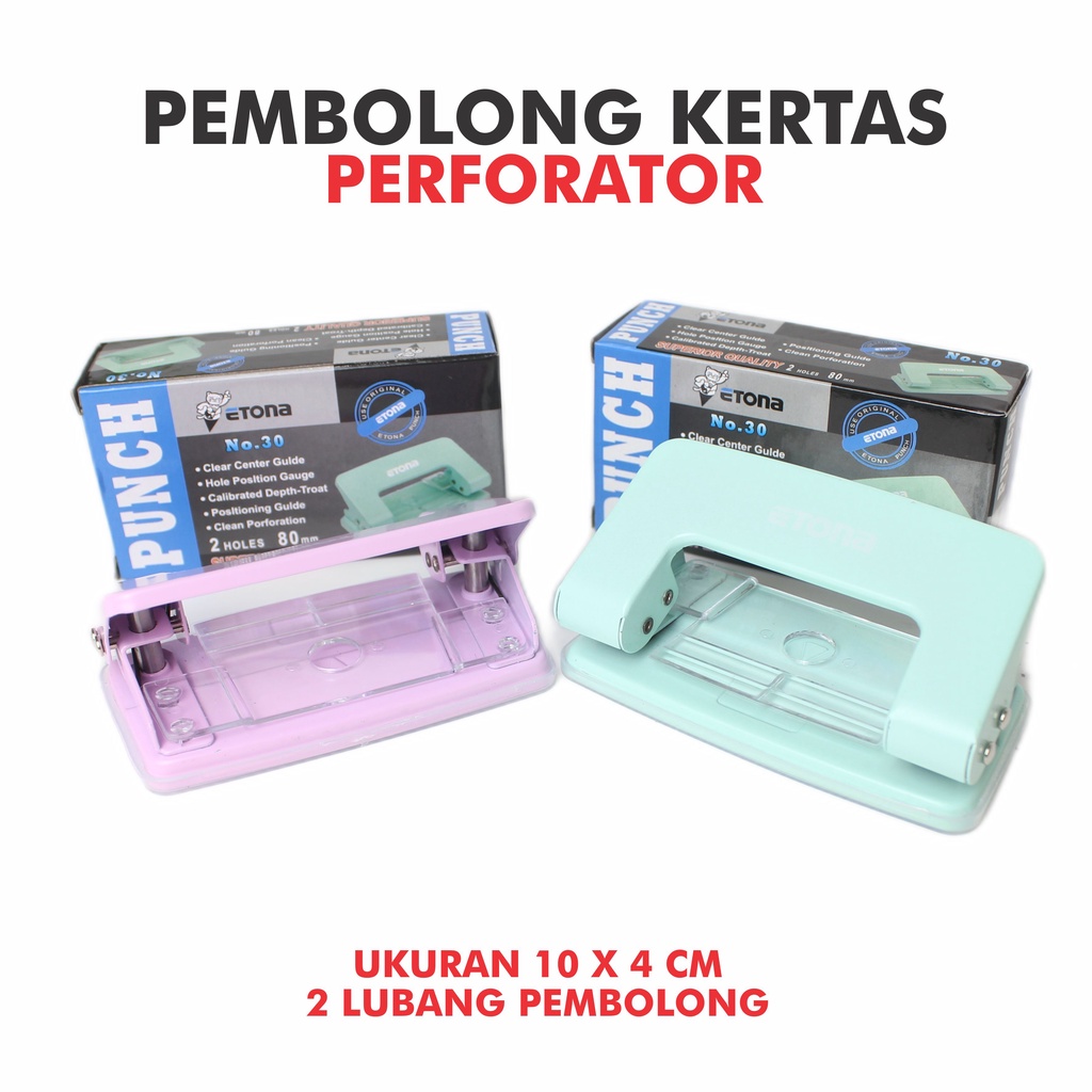 

Perforator Alat Pembolong Kertas 2 Lubang Etona No 30 Macam Warna