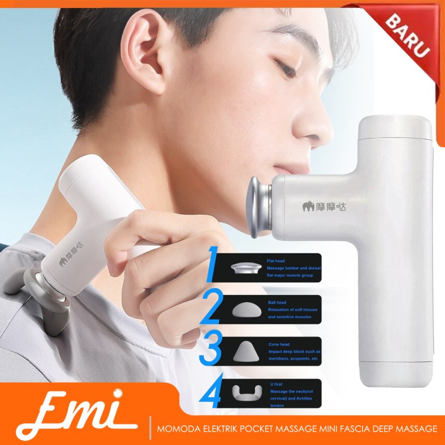 Momoda Alat Pijat Elektrik Pocket Massage Mini Fascia Deep Massage - Putih