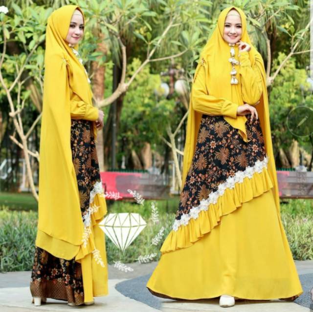 SYARI LUX BATIK RENDA, MOSCREPE, GAMIS HIJAB MUSLIM, DRESS