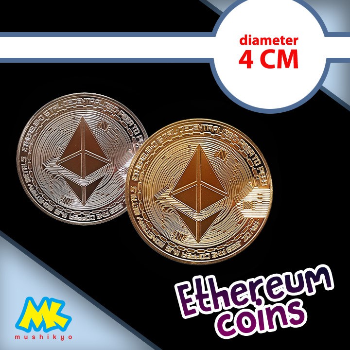 Ethereum Gold Silver Plated Coin Crypto with Case / koin Kripto Koleksi Souvenir Gift