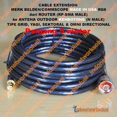 KENBOTONG CABLE KABEL COAX EXTENSION untuk ANTENA GRID SEKTORAL YAGI OMNI (5m)