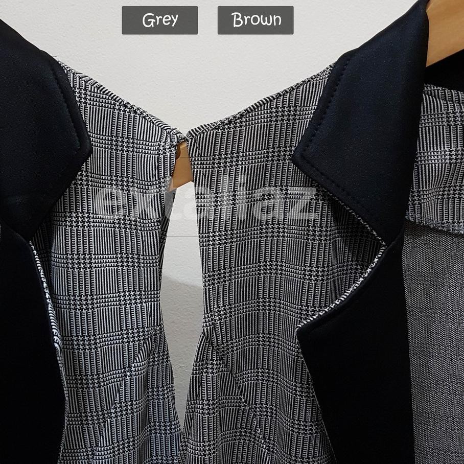 EVV Linda Vest Outer / Long Plaid Rompi Panjang Wanita Motif Kotak Korea Style 