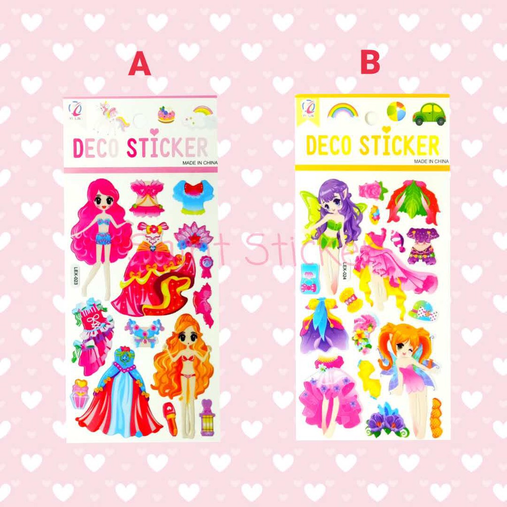 

Gambar Tempel Sticker Timbul Stiker Anak Karakter Princess Dress Gaun