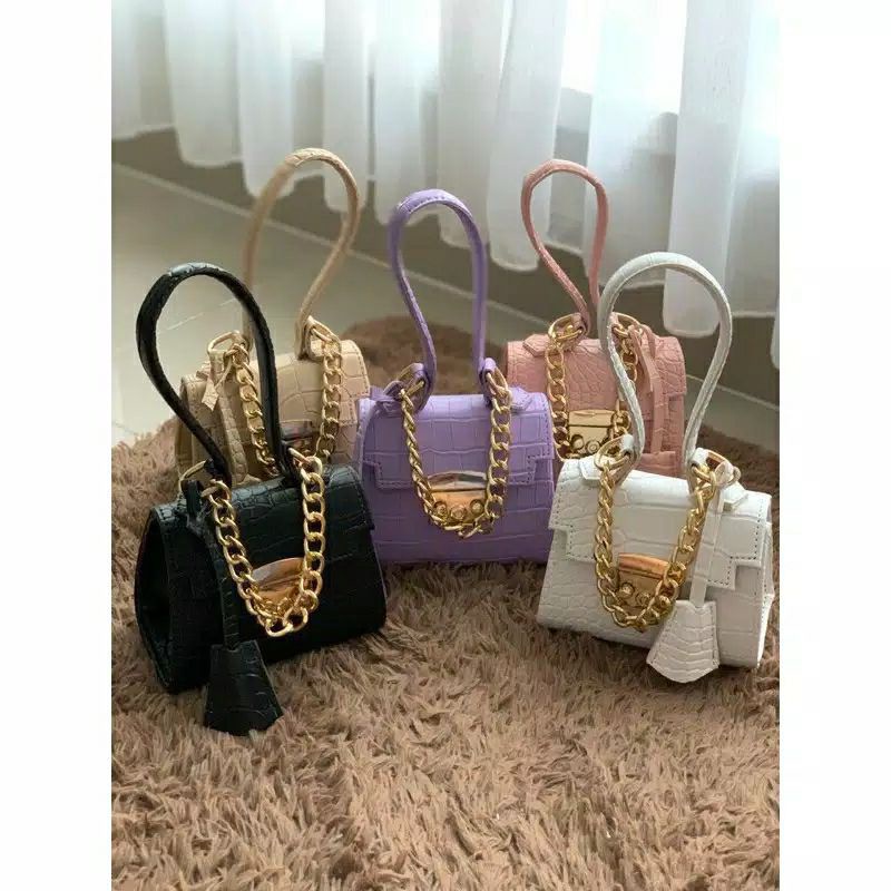 TAS TANGAN WANITA ANDIN CROCO VAIY-085WARNA: HITAM, PUTIH, PURPLE, MOCA, GANTUNGAN KUNCI 5pcs, SALEM
