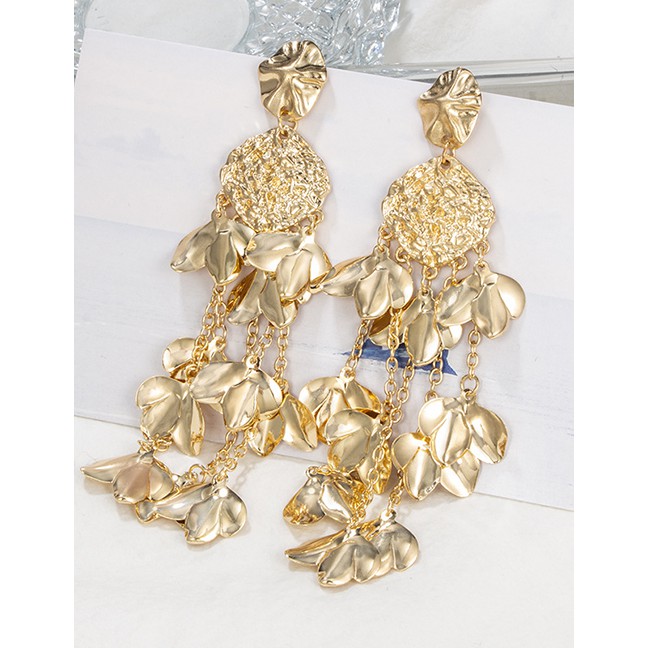 LRC Anting Tusuk Fashion Geometric Irregular Leaf Tassel Earrings  F4803X