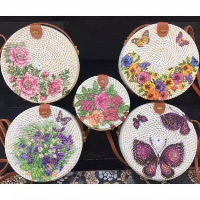 

Tas Rotan Bali Lukis/Decoupage,motif bisa pilih