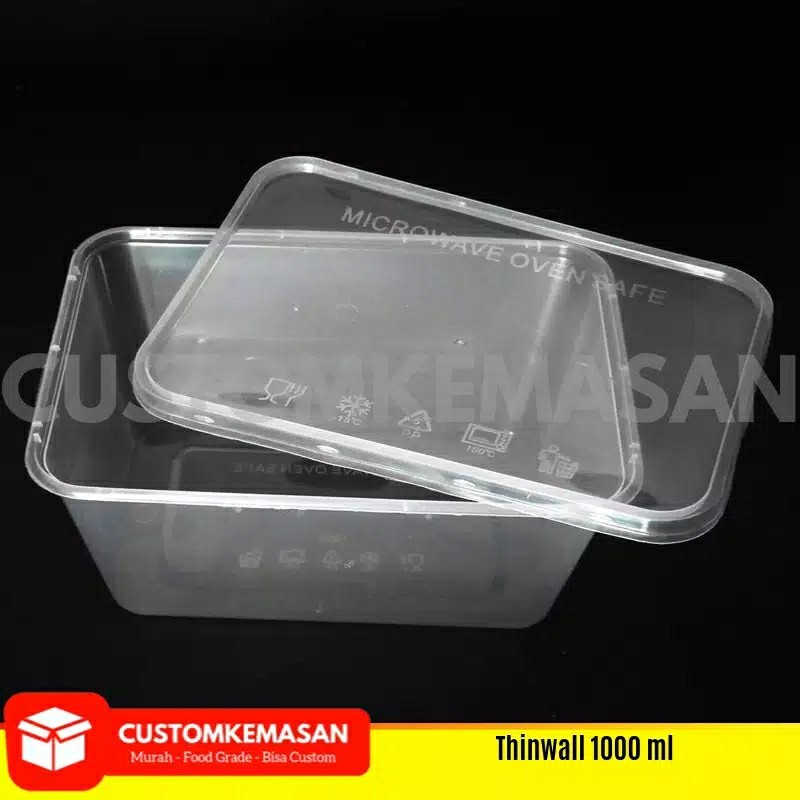 Thinwall 1000 Ml, Wadah Plastik, Lunch Box Plastik, Kemasan Makanan Plastik, Food Container