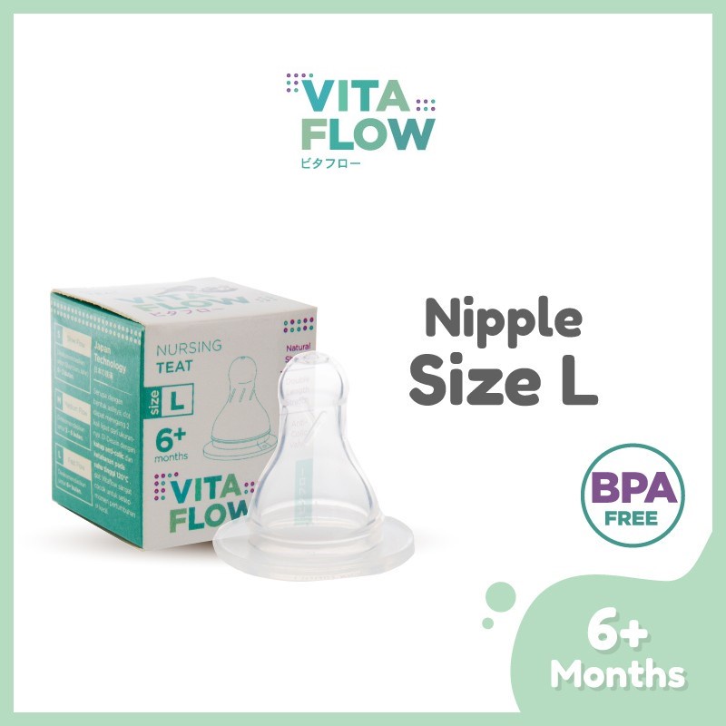 VITAFLOW Standard  Neck Nipple 1pc Dot Pengganti Teat Anti colic