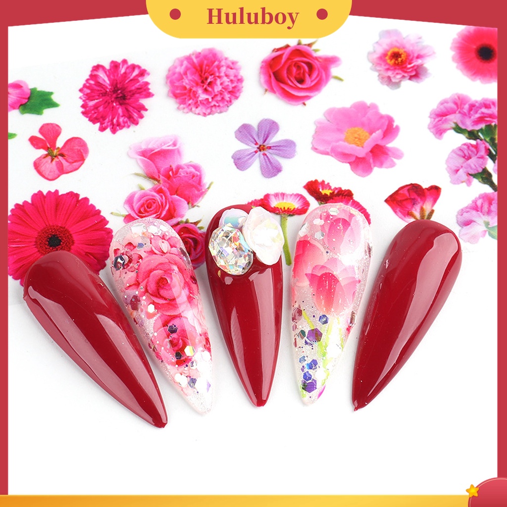 Huluboy Huluboy♡ 10 Pcs Stiker Nail Art Motif Bunga Tahan Lama Untuk Wanita