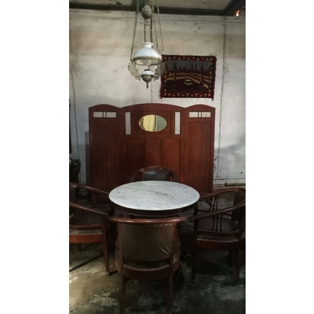 set meja marmer kursi kuno / jadul