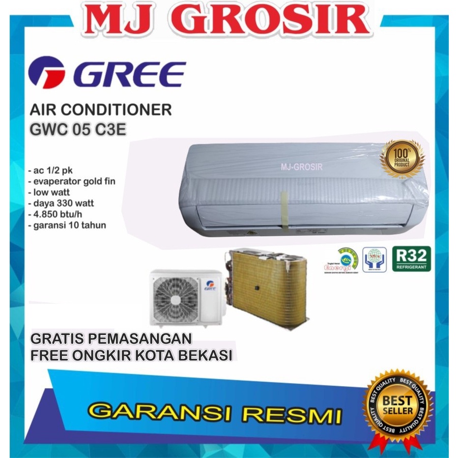 AC GREE GWC 05 C3E 1/2PK GWC05C3E 1/2PK + PASANG R32 LOW WATT LOW VOLT