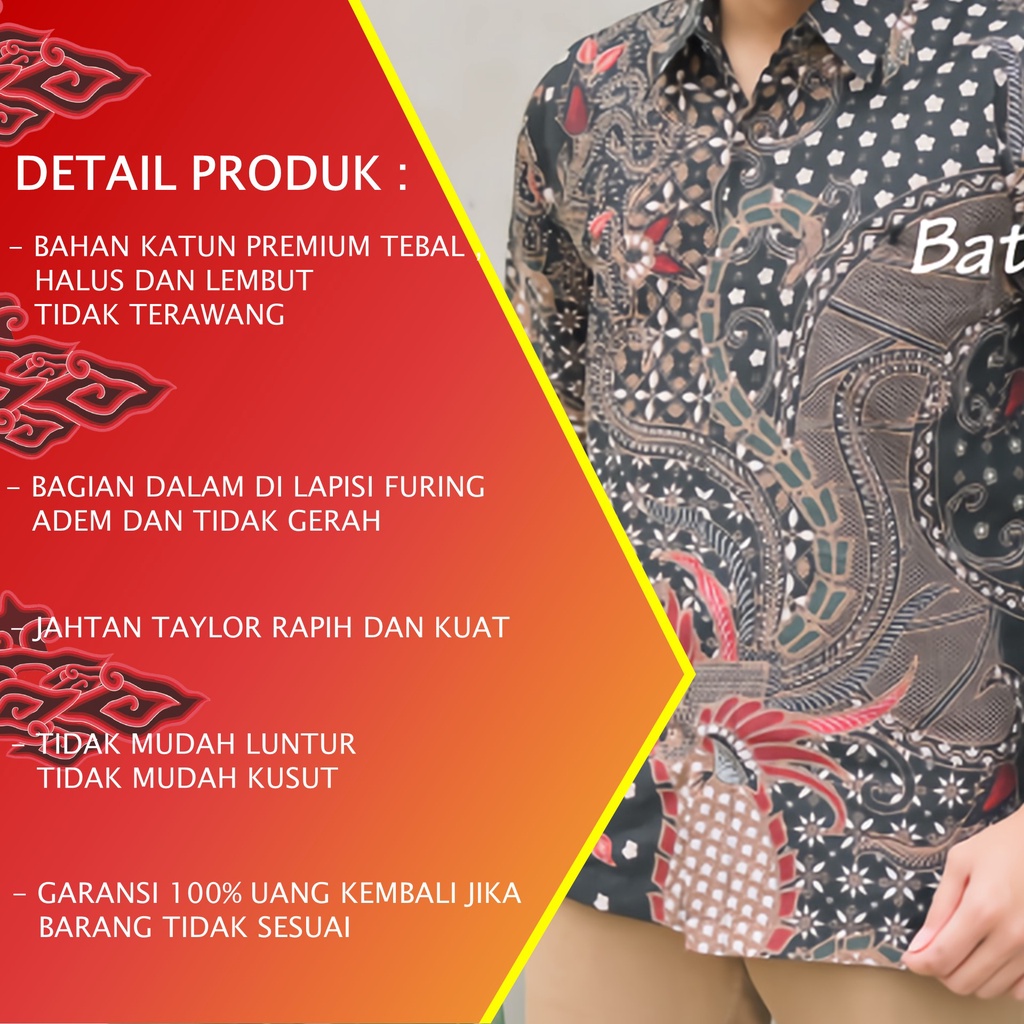 KEMEJA KONDANGAN BATIK KAISAR PREMIUM PRIA LENGAN PANJANG PRODUKSI BATIK ALUNA KEKINIAN PCW 118