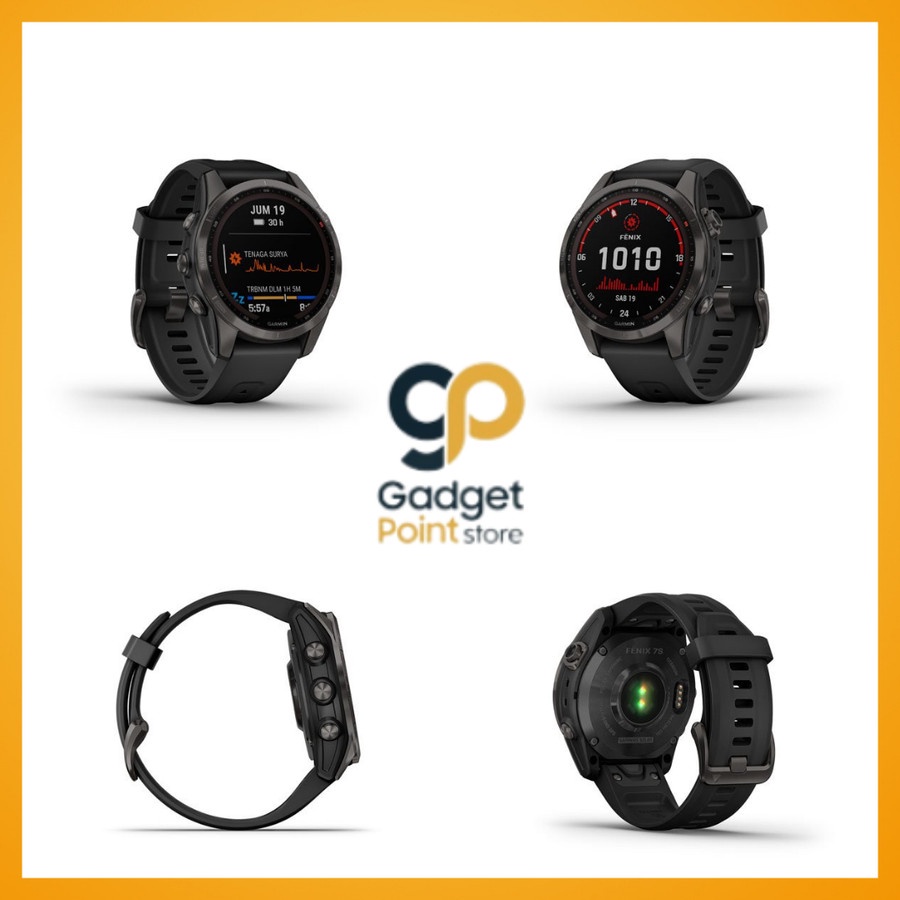 Garmin Fenix 7S Sapphire Solar Carbon Gray DLC Titanium with Black Band - Garansi Resmi TAM 2 Tahun