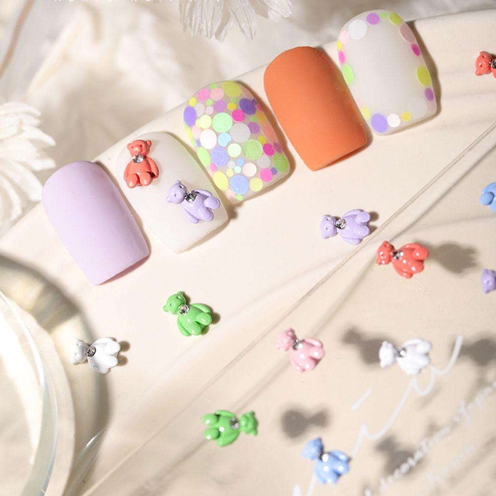 Augustina Bear Nail Art Perhiasan Logam Lucu Kartun Berlian Beruang DIY Nail Art Ornamen