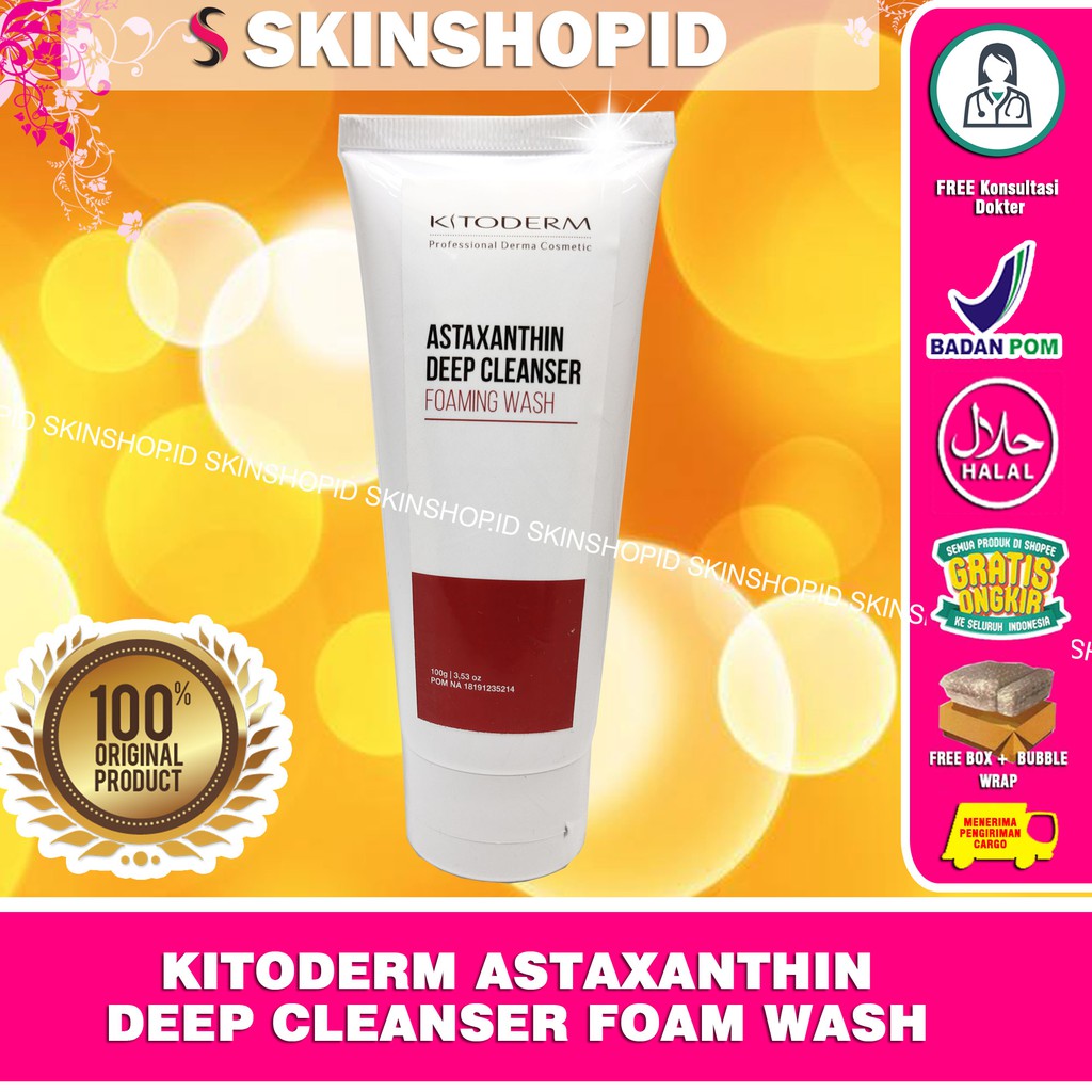 Kitoderm Astaxanthin Deep Cleanser Foam Wash 100gr Original / Sabun Wajah Astaxanthin  BPOM Aman