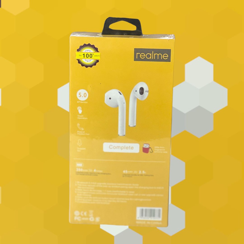 Realme Airbuds With Anti Fingerprint Silicone case Headset Wireless Bluetooth 5.0