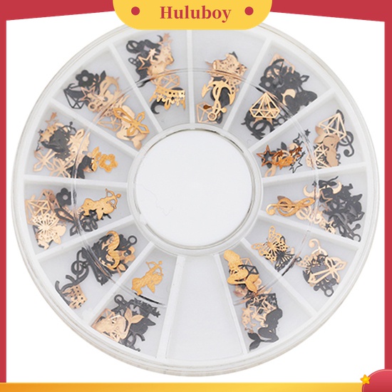 Huluboy Huluboy♡ Roda Isi Stiker Decal 3D Bahan Metal Warna Hitam / Perunggu Untuk Dekorasi Nail Art