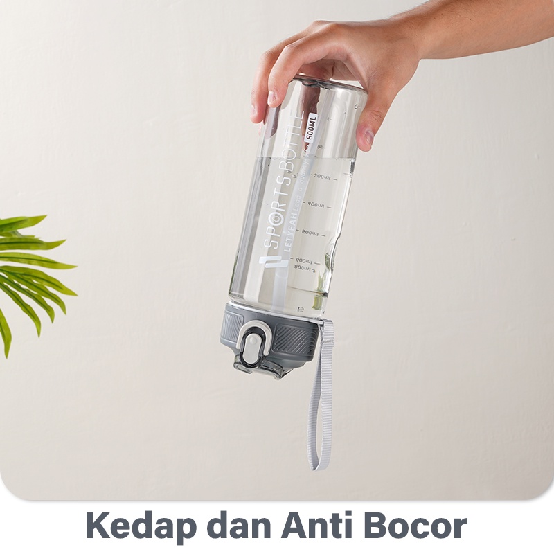 Letyeah &amp; Kaizenliving Botol air sedotan olahraga outdoor 800ml Pria dan wanita portabel /sport botol