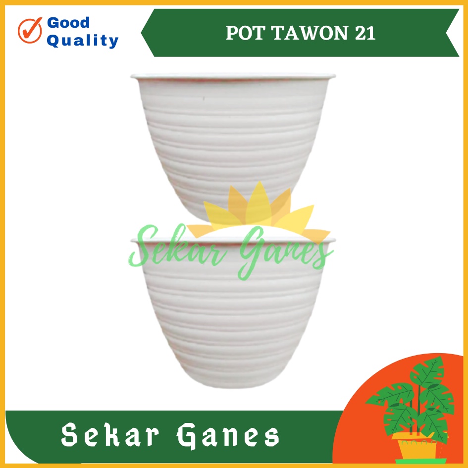 Pot Tawon 21 Putih Motif Tawon - Pot Plastik 21CM Vas Pot Bunga Tawon Bulat - Bunga Aglonema Pot Tawon Putih 18 20 21 24 25 30 Cm Murah