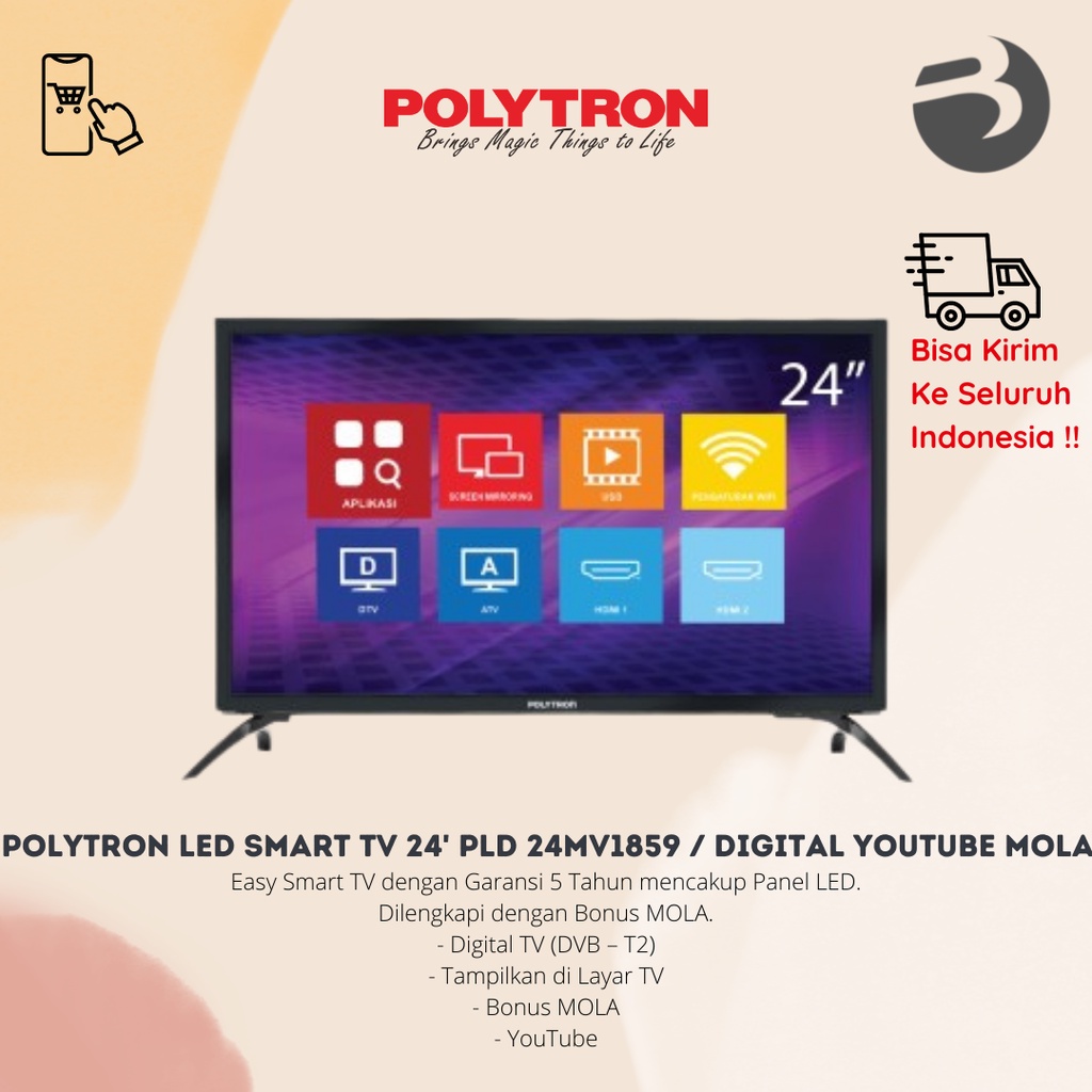 Polytron LED Smart TV 24 Inch PLD 24MV1859 / Digital Youtube Mola