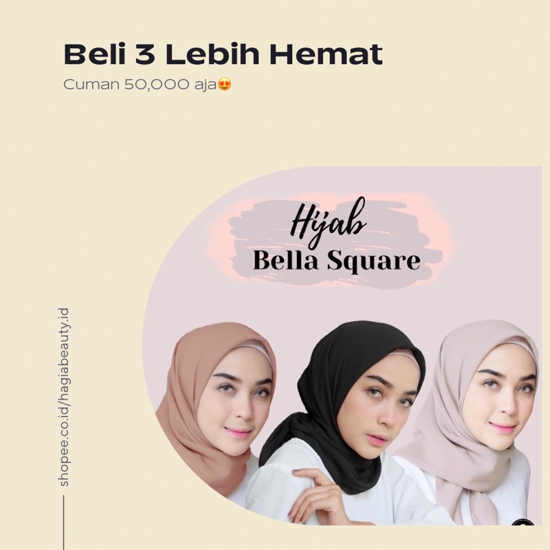 BISA COD - BELLA SQUARE HIJAB SEGIEMPAT / Jilbab segi empat Bella Square